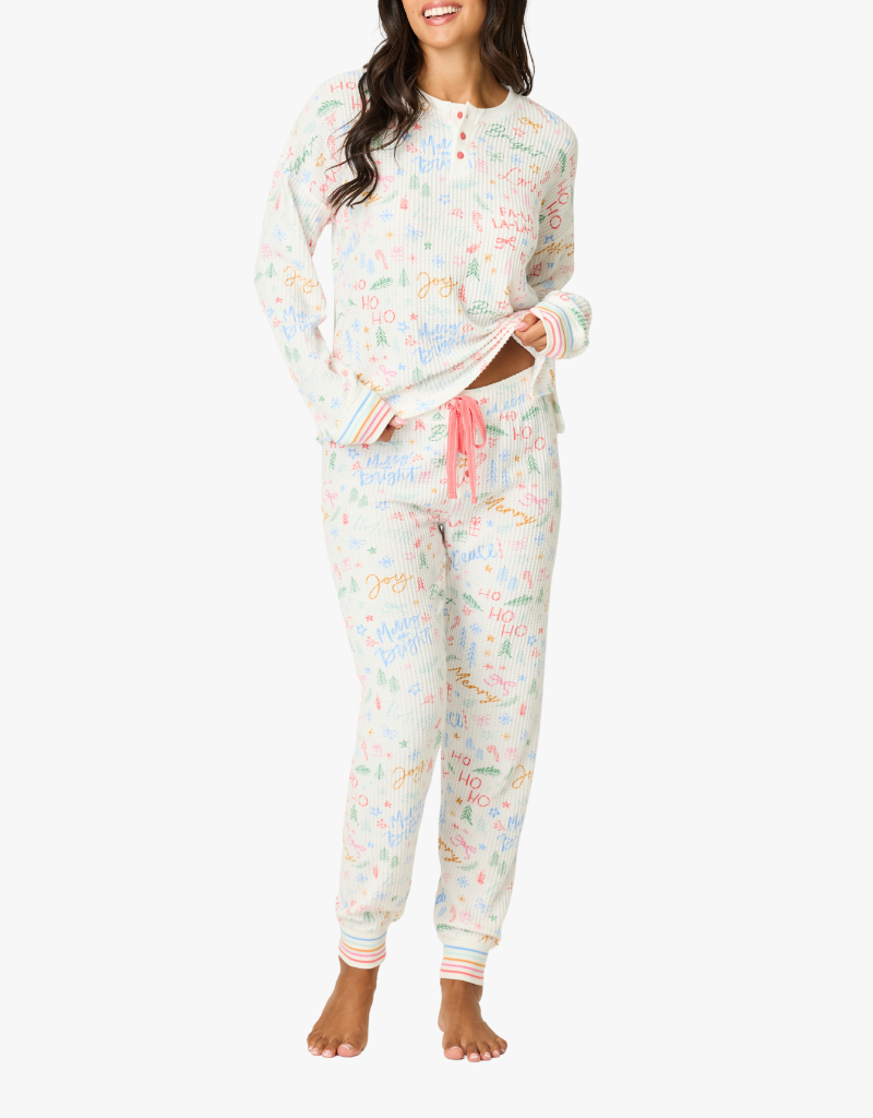P.J. Salvage Ski Jammie Classics PJ Set in Ivory