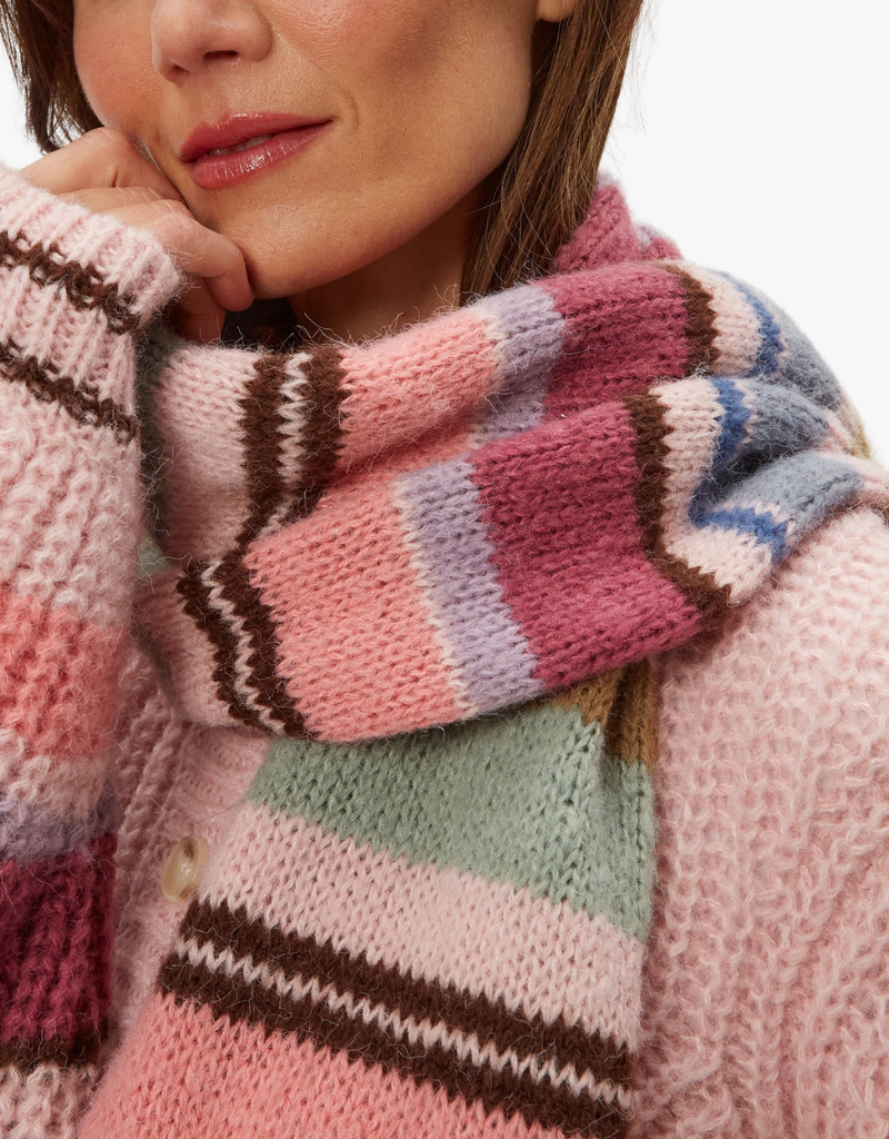 Michael Stars Striped Scarf in Pink Combo