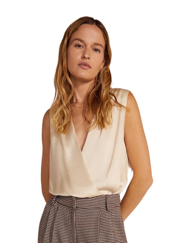 Favorite Daughter The Sleeveless Date Blouse in Champagne