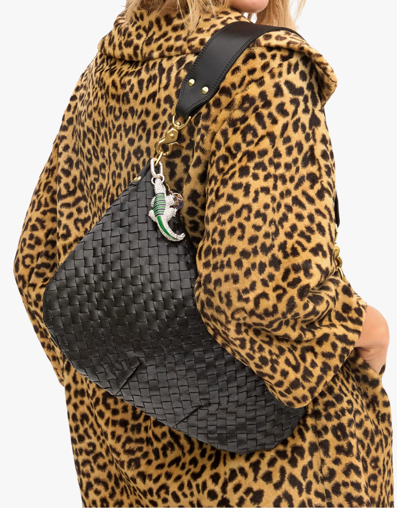 Clare V. Moyen Messenger in Black Woven Diagonal