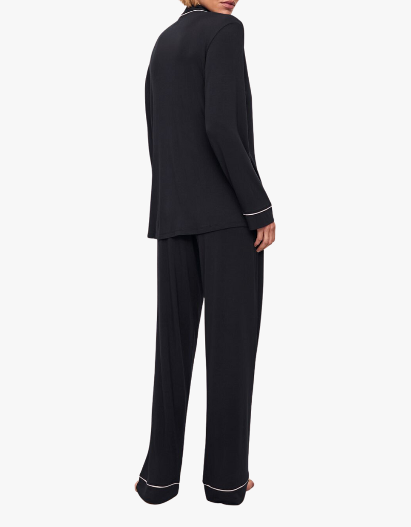 Eberjey The Long PJ Set in Black & Sorbet Pink