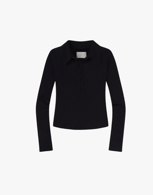 Citizens of Humanity Long Sleeve 60's Polo in Navy