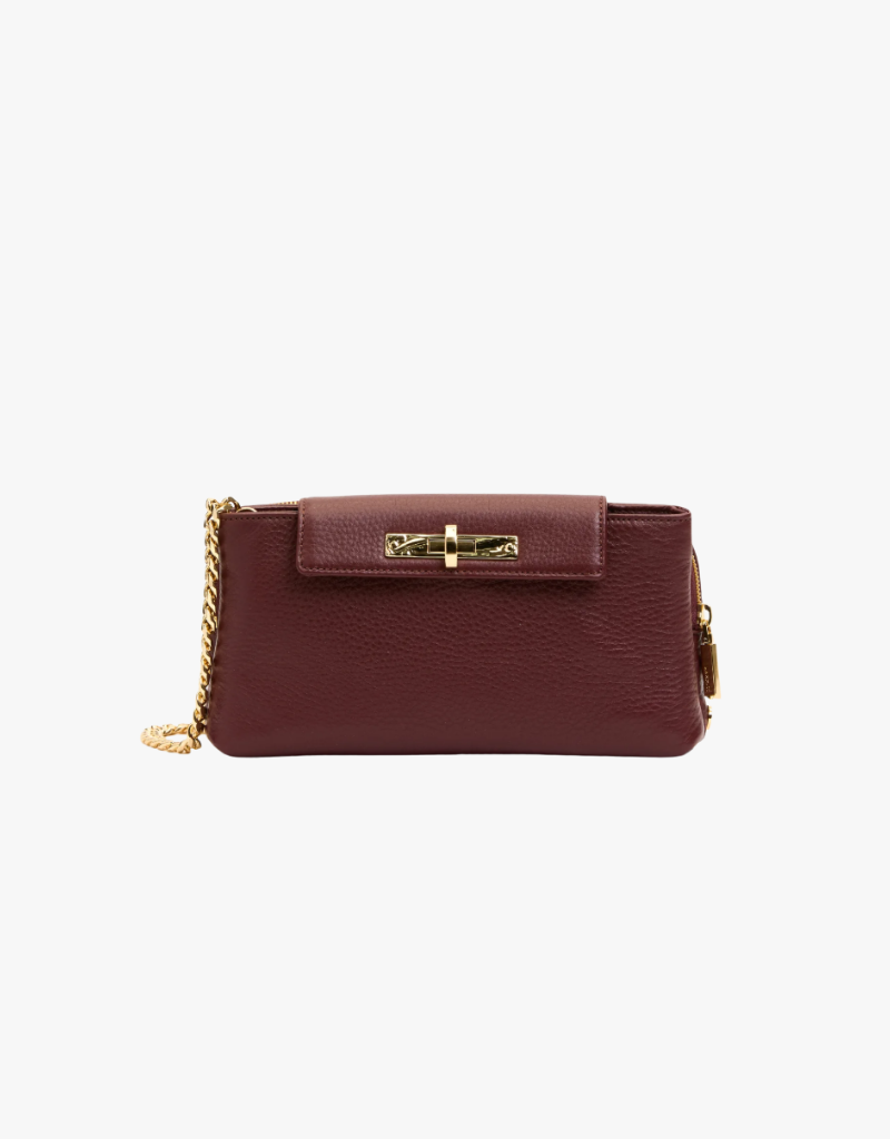 Hammitt Charlotte Flap Small in Cherrywood Pebble & Brushed Gold