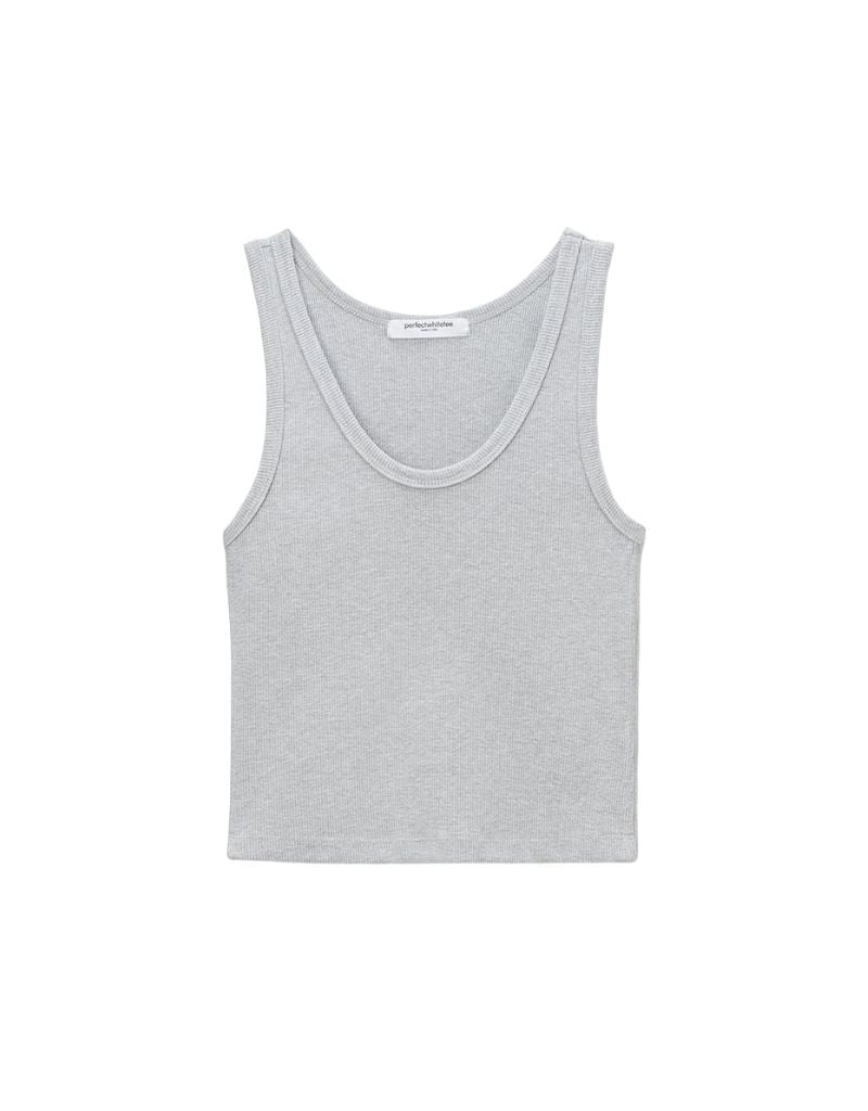 Perfect White Tee Blondie Ribbed Tank in Heather Gray
