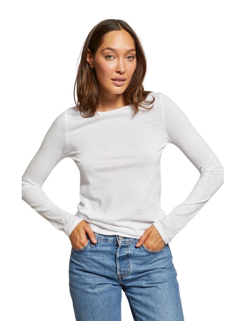Perfect White Tee Dylan Long Sleeve Slim Tee in White