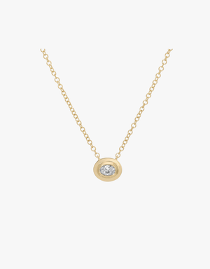 EF Collection Oval Diamond Necklace in 14k Yellow Gold
