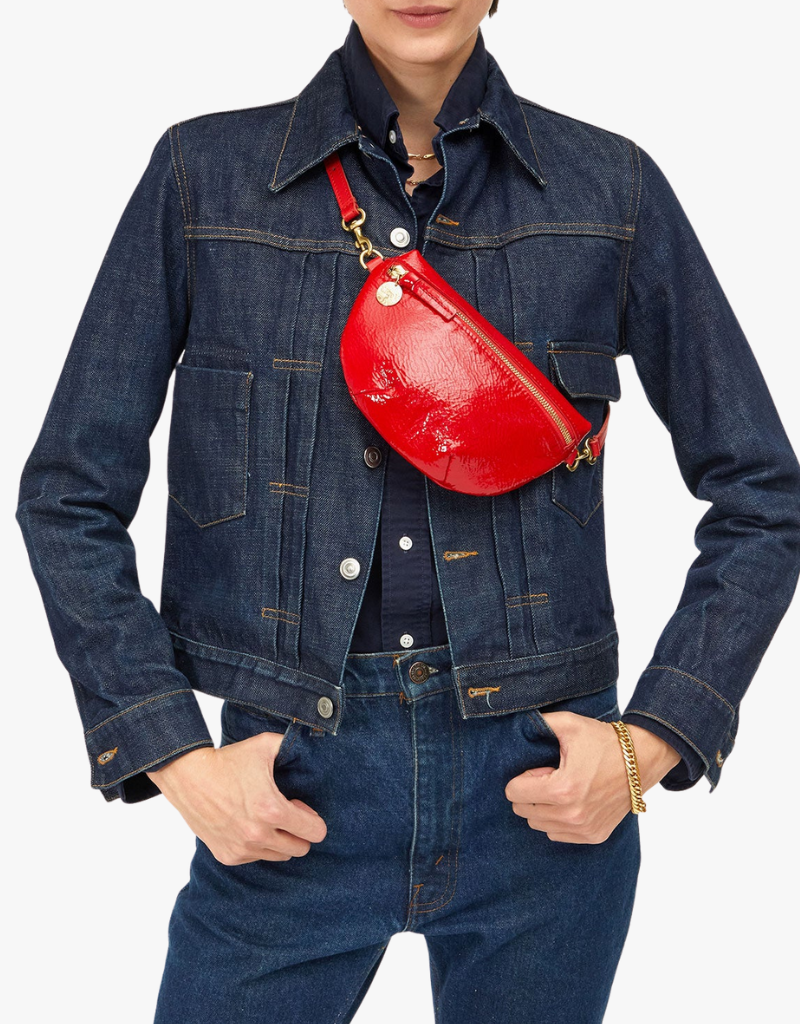 Clare V. Petite Fanny in Super Red Pucker Patent