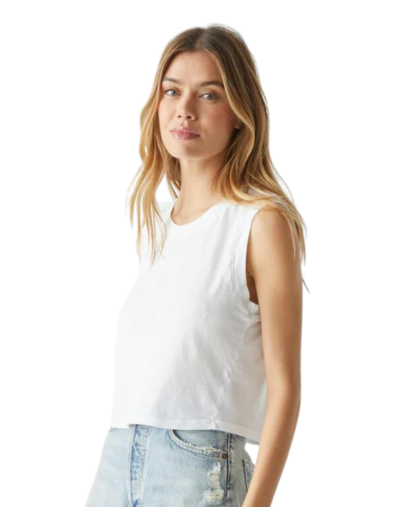 Michael Stars Johnnie Cropped Muscle Tank in White