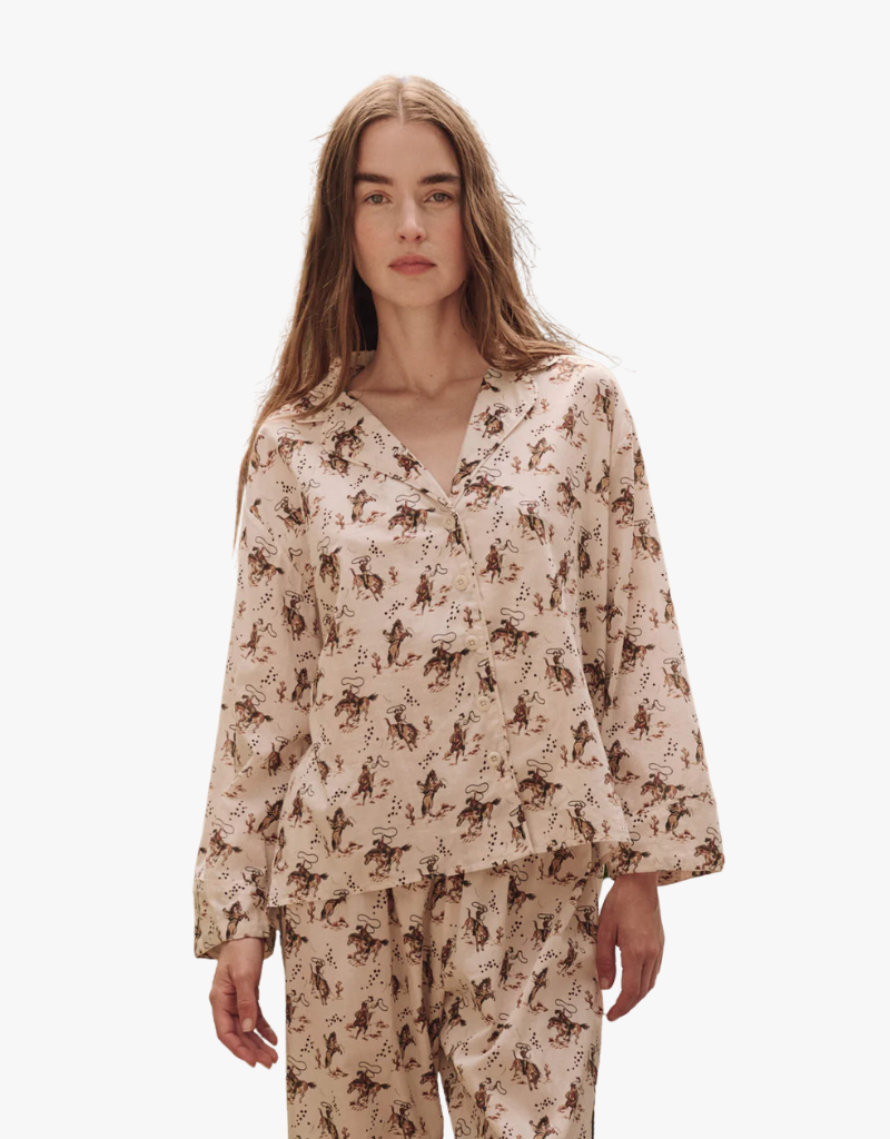 The Great The Pajama Shirt in Cream Horse Medallion