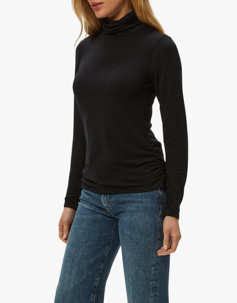 Michael Stars Martha Turtleneck With Ruched Sides in Black