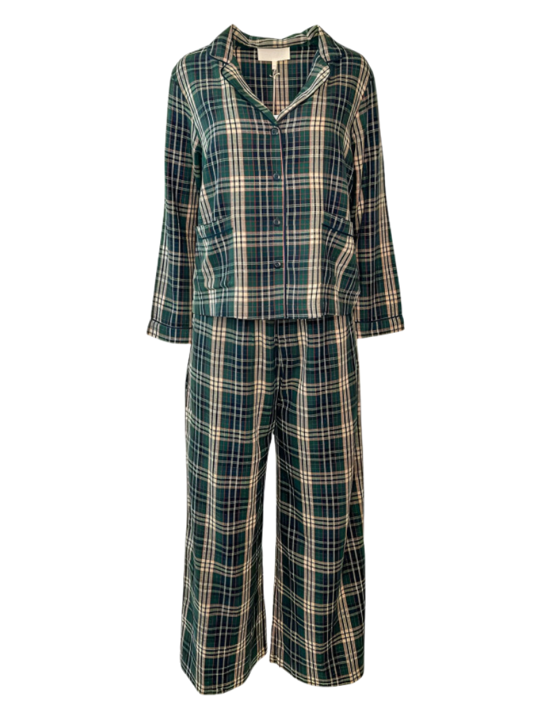 The Great The Shrunken PJ Top & The Long PJ Pant in Pine Needle Plaid
