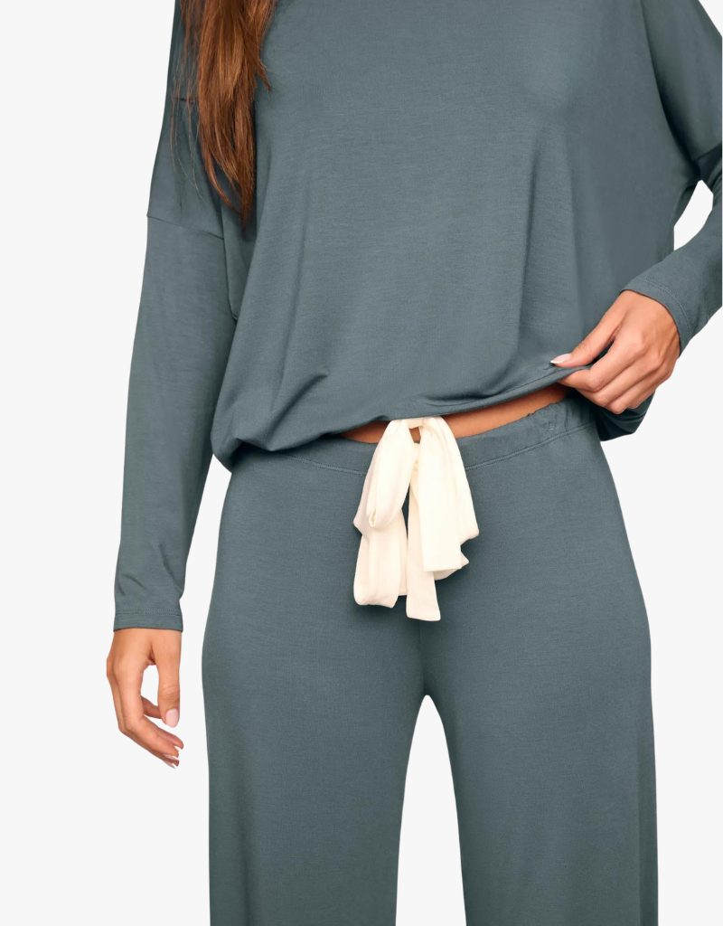 Eberjey Gisele Slouchy Set in Stone Blue & Ivory