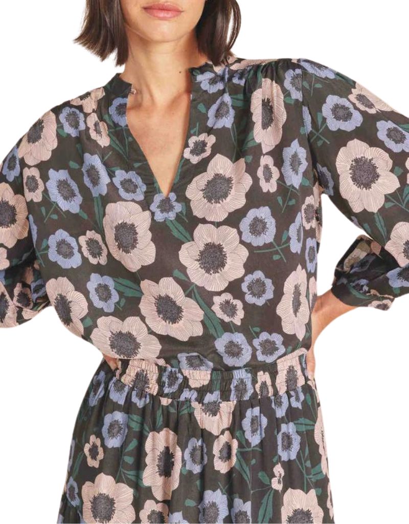 Trovata Bailey Blouse in Navy Poppies