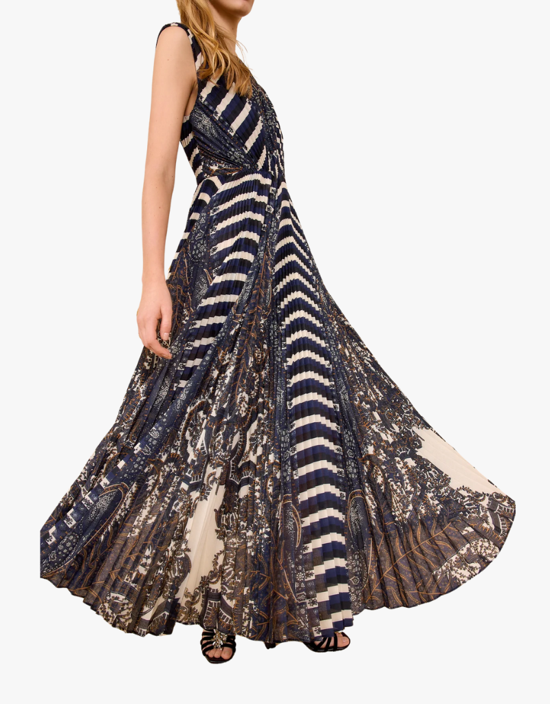 Ulla Johnson Violeta Pleated Sleeveless Midi Dress in Eclipse