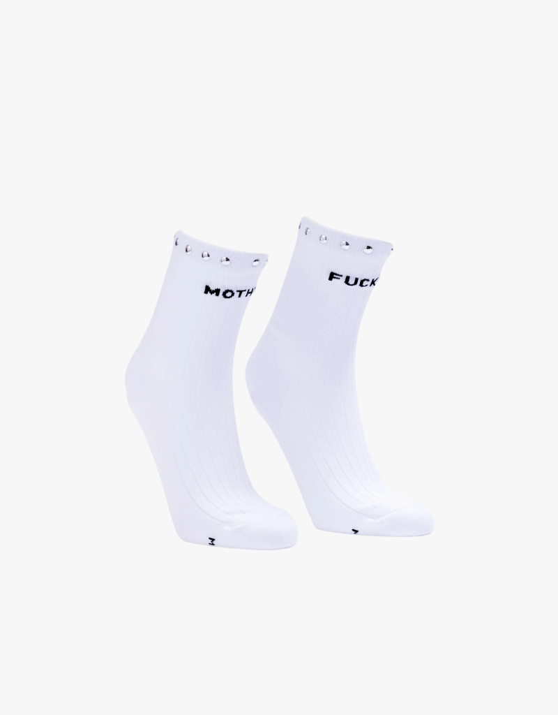 Mother The Half Step Socks in White Studded