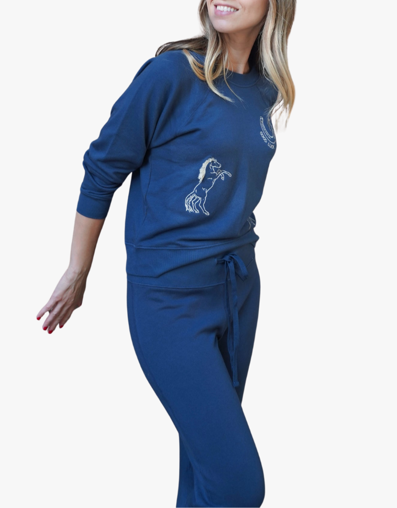 All Time Favorite Embroidered Favorite Sweatshirt in Indigo & Horses