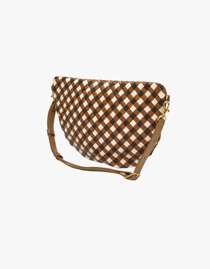 Clare V. Grande Fanny in Oat Multi Woven Diagonal