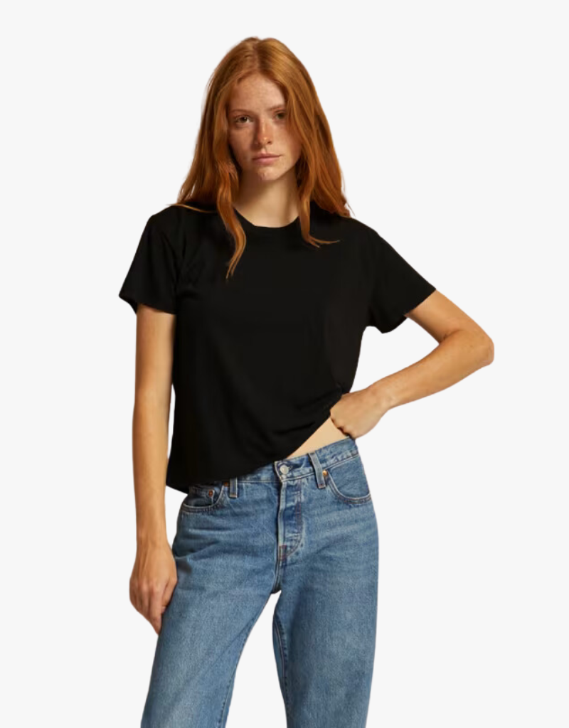 Perfect White Tee Harley Cotton Short Sleeve Crew Tee in Black