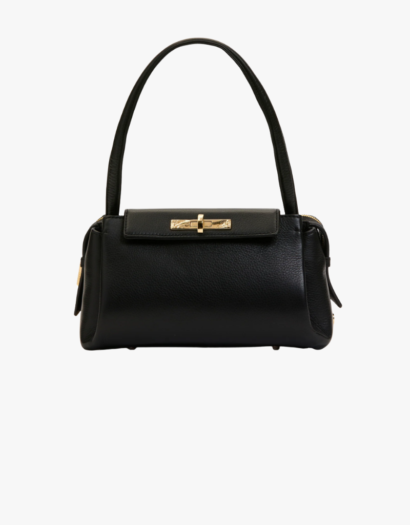 Hammitt Charlotte Flap Medium in Black & Brushed Gold