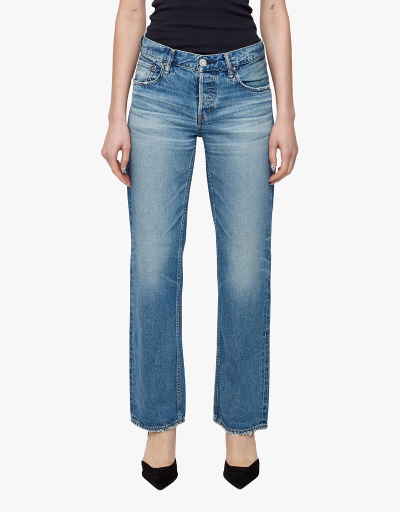 Moussy Vintage Millsboro Straight Low Jeans in Blue