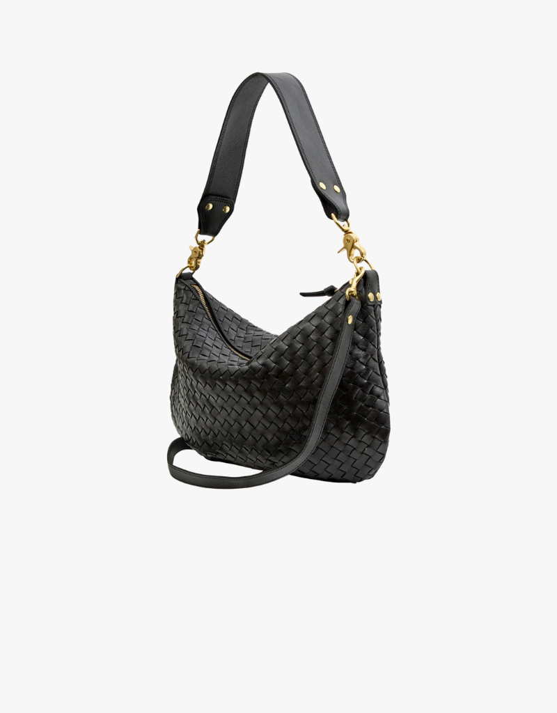 Clare V. Moyen Messenger in Black Woven Diagonal