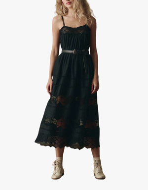 The Great The Rosette Crochet Dress in Black