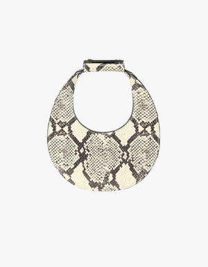 Staud Good Night Moon Handbag in White Snake