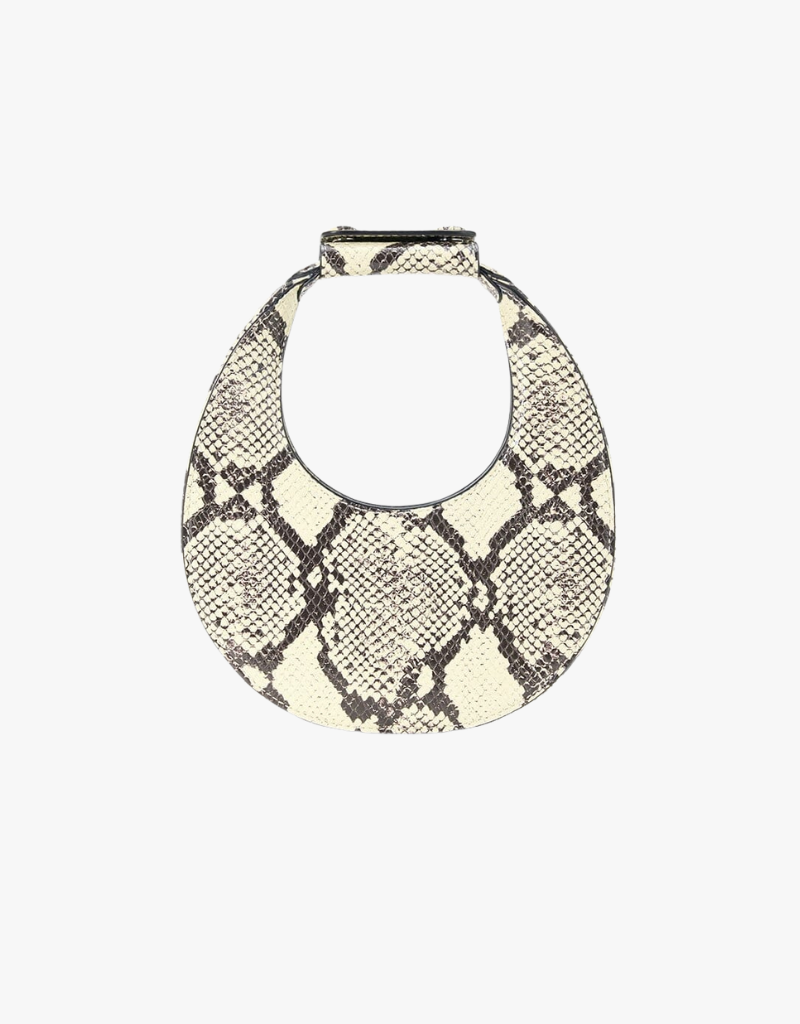 Staud Good Night Moon Handbag in White Snake