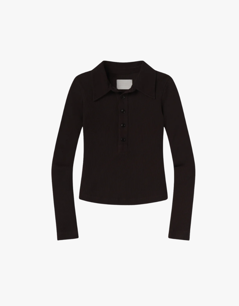 Citizens of Humanity Long Sleeve 60's Polo in Chocolate