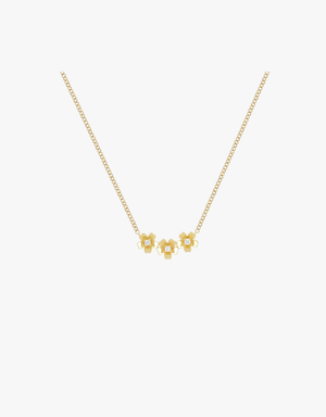 EF Collection Triple Gold and Diamond Mini Cherry Blossom Necklace in 14k Yellow Gold