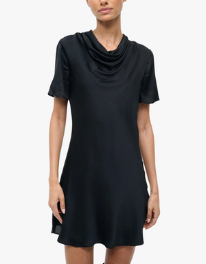 Staud Iris Silk Dress in Black