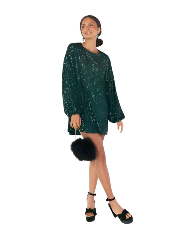 Show Me Your Mumu Sure Thing Mini Dress in Emerald Sequins