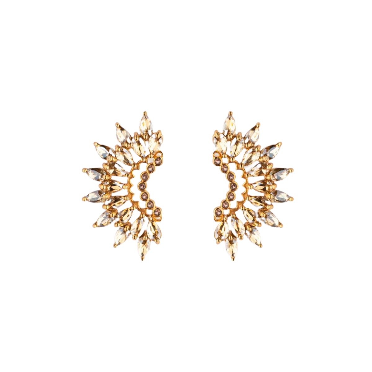 Mignonne Gavigan Crystal Madeline Crescent Earring in Champagne Crystal
