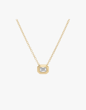 EF Collection Emerald Cut Diamond Necklace in 14k Yellow Gold