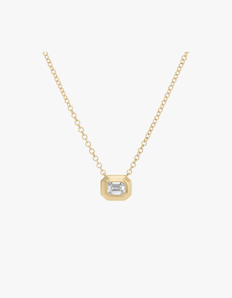 EF Collection Emerald Cut Diamond Necklace in 14k Yellow Gold