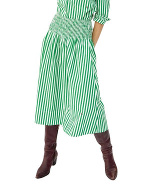 Clare V. Zoe Skirt in Green & Cream Stripe