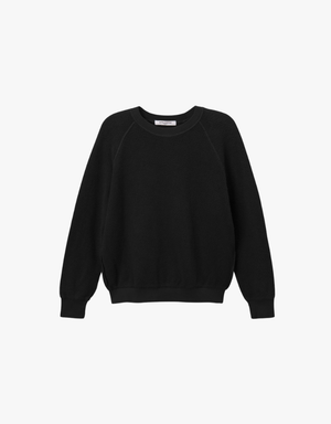 Perfect White Tee Ziggy Inside Out Fleece Long Sleeve Skrunken Crewneck Sweatshirt in True Black