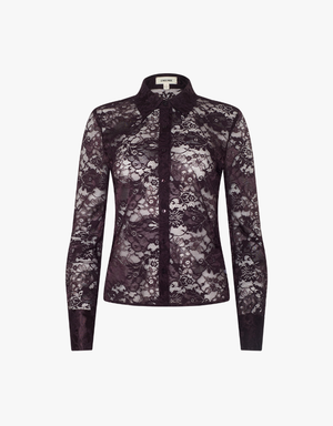 L'agence Maia Lace Button Down Blouse in Dark Malbec