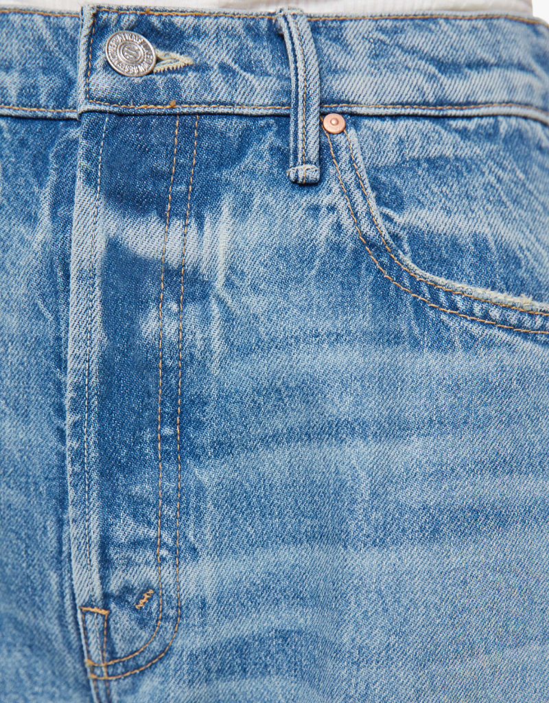 Mother Fringe Half-Pipe Button Sneak Jeans in Folk Star