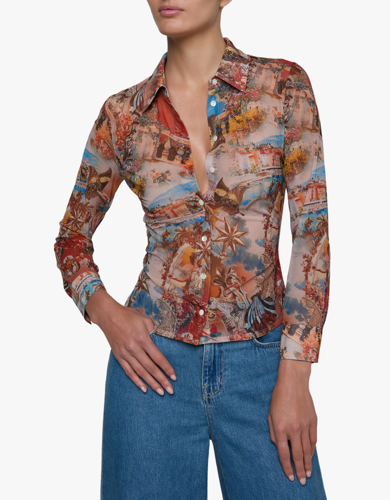 L'agence Indiana Fitted Blouse in Multi Collage