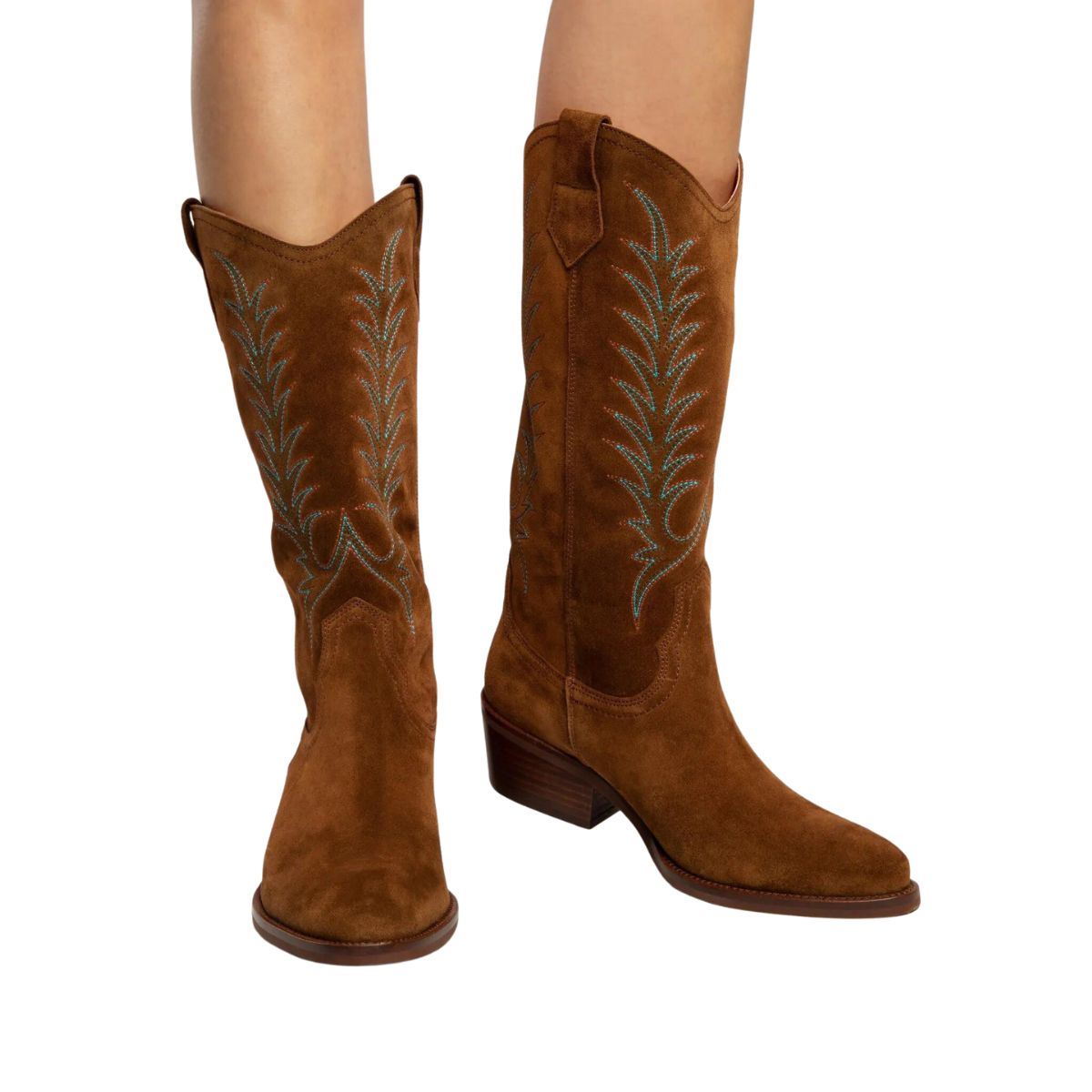 Penelope Chilvers Goldie Embroidered Cowboy Boot in Peat