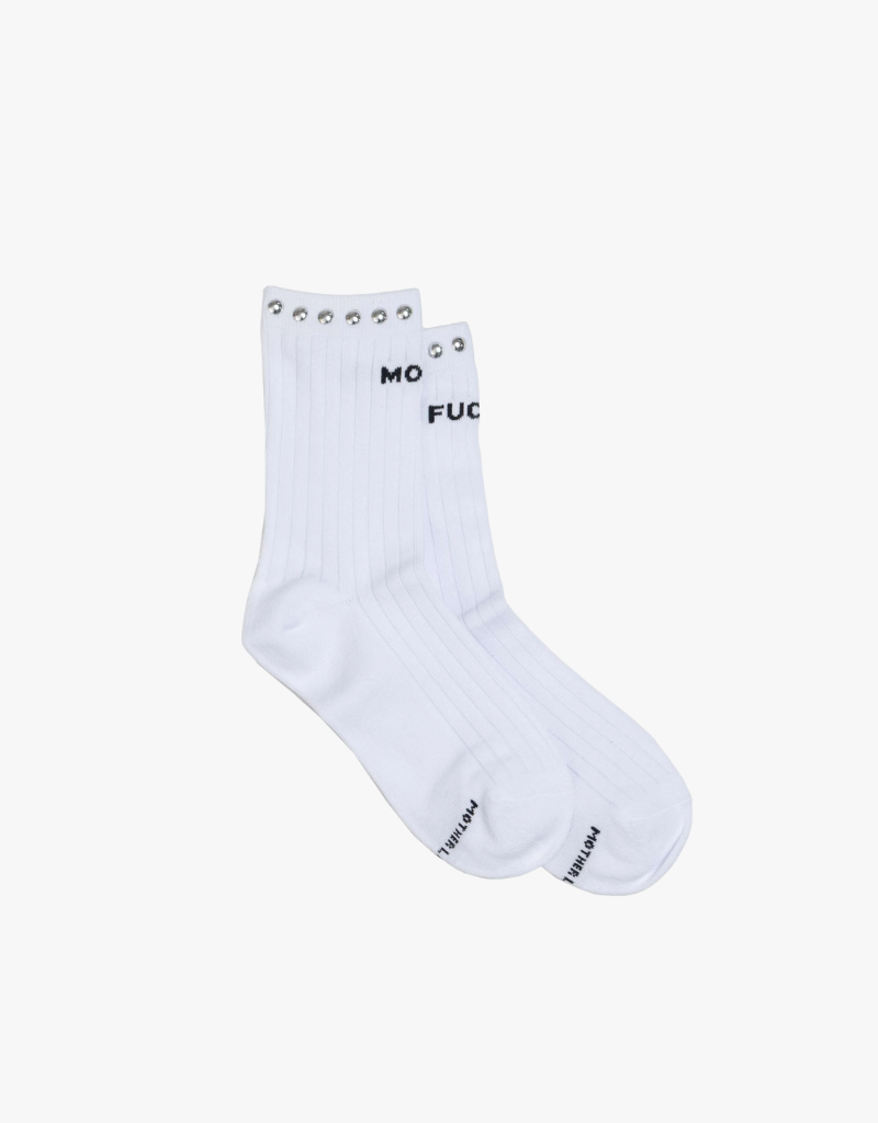 Mother The Half Step Socks in White Studded