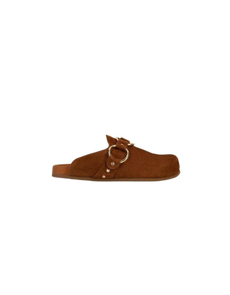 Penelope Chilvers Marley Suede Slides in in Chestnut