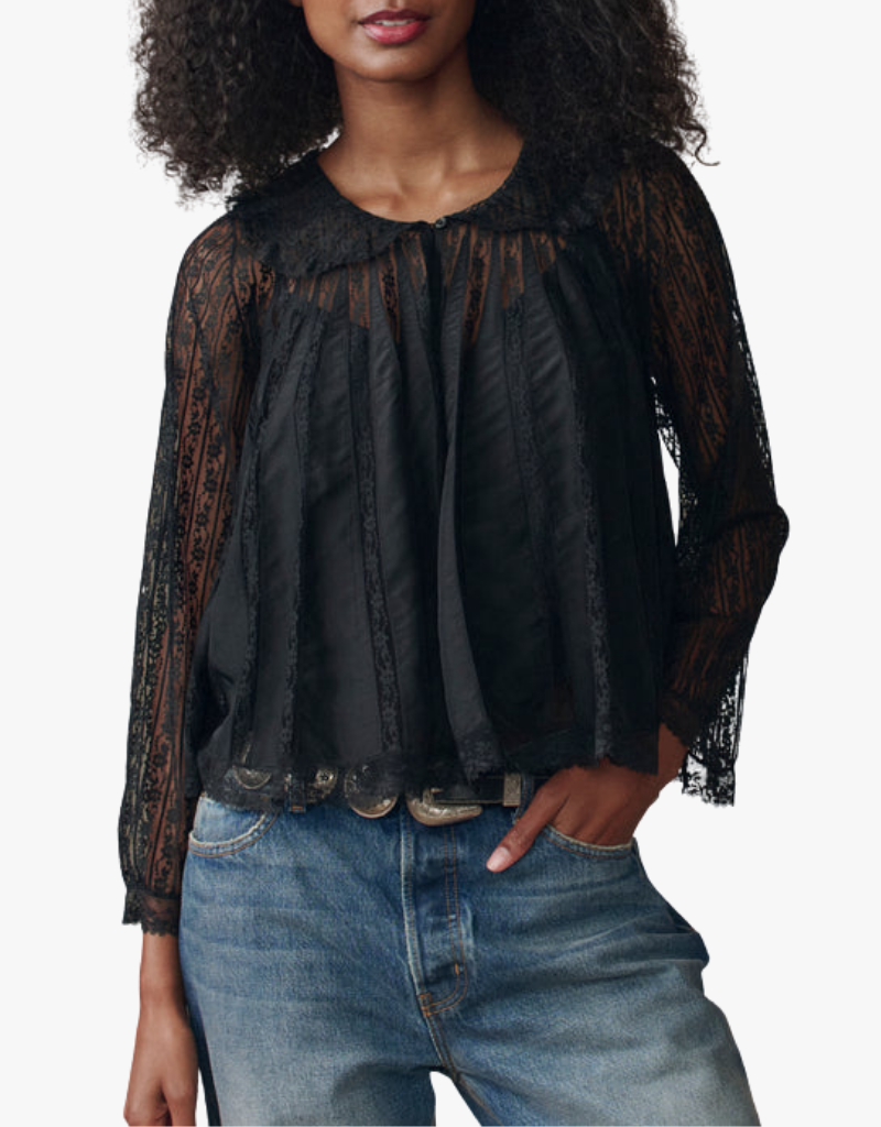 The Great The Keepsake Lace Collared Top in Black