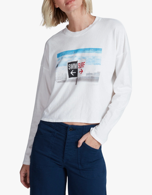 ASKK NY Cropped Long Sleeve in Swim Surf