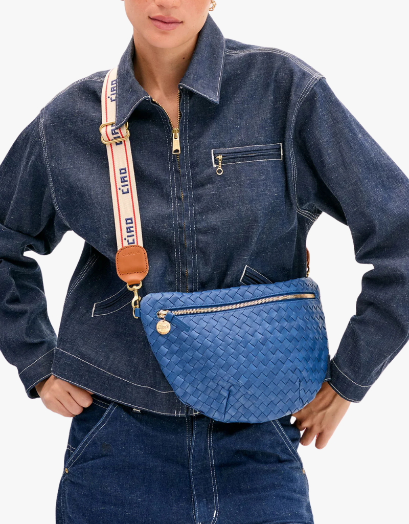 Clare V. Adjustable Crossbody Strap - Ciao with Double Stripe in Cream & Navy