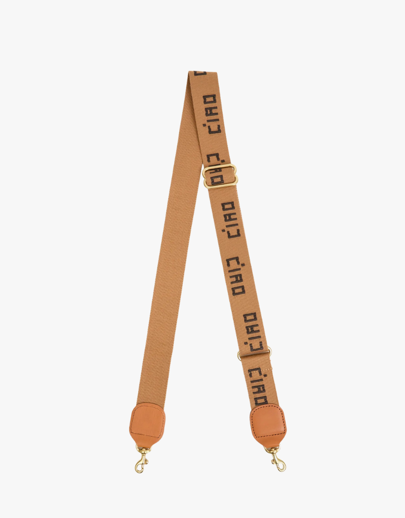 Clare V. Adjustable Crossbody Strap in Tan with Chocolate Ciao
