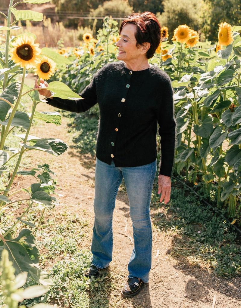 Estheme Mia Jewel Button Sweater in Noir