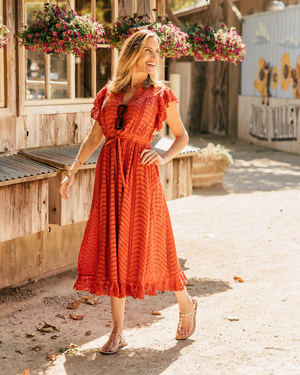 Ulla Johnson Olga Flutter Sleeve Midi Dress in Claret