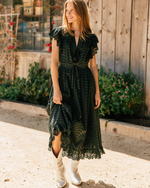 Ulla Johnson Olga Flutter Sleeve Midi Dress in Cypress